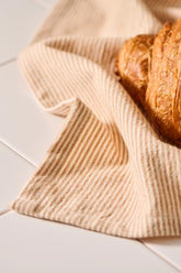 Theedoek IB Laursen nat/cognac fine stripe